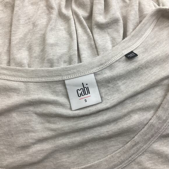 Cabi 5326 Hangout Tee Oatmeal Heathered Cream Ruffle Hem S - Picture 3 of 3